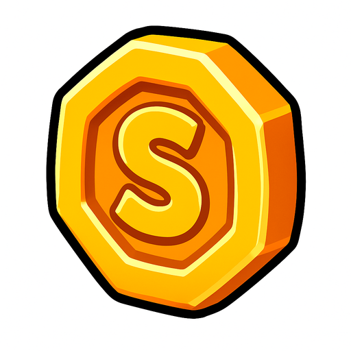 A coin in like subway surfers game with no back ground.
In-Game asset.  2d.  High contrast.  No shadows