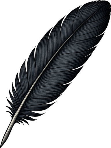 Una pluma realista.
In-Game asset.  2d.  High contrast.  No shadows. Realista