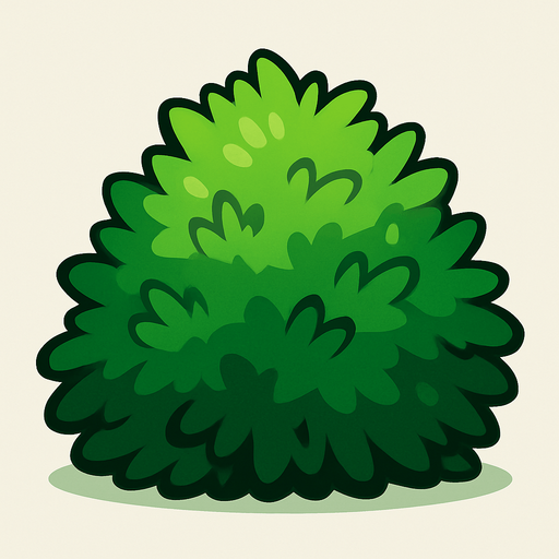 Green bush.
In-Game asset.  2d.  High contrast.  No shadows