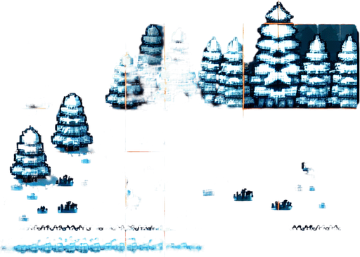 snowy ground image pixalated 2D Single Game Texture. In-Game asset. 2d. Blank background. High contrast. No shadows.