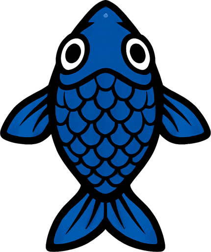 a blue fish seen from above, looking up.
In-Game asset.  2d.  High contrast.  No shadows