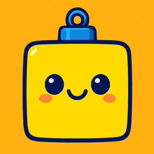 Perfectly square bright cobalt yellow Christmas decoration with cute happyy face. Cartoon style. Cute art style.simple.
In-Game asset.  2d.  High contrast.  No shadows