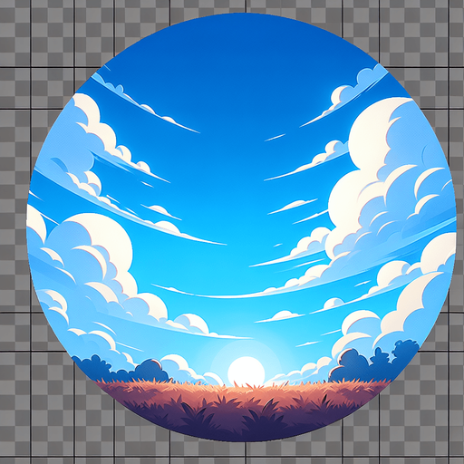 Gök yüzü 2D.
Single Game Texture.  In-Game asset.  2d.  Blank background.  High contrast.  No shadows