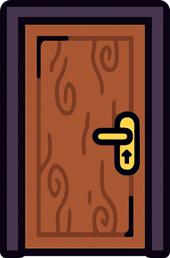 door shut.
In-Game asset.  2d.  High contrast.  No shadows
