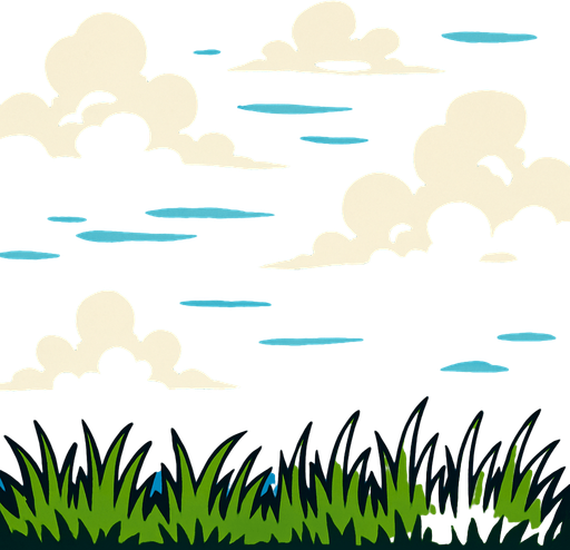 A sky with grass.
In-Game asset.  2d.  High contrast.  No shadows