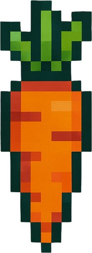 Carrot 2d pixilated topdown.
In-Game asset.  2d.  High contrast.  No shadows