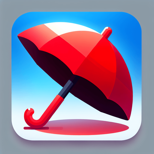 umbrella red.
Single Game Texture. In-Game asset. 2d. Blank background. High contrast. No shadows.