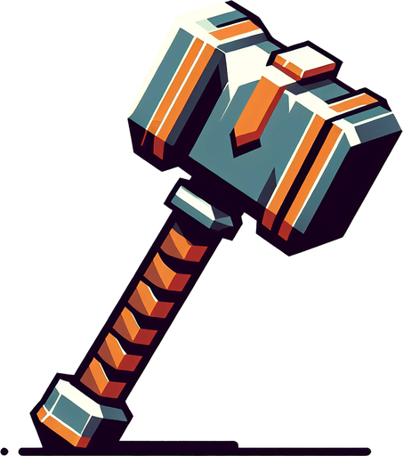 Warcraft 3 art of a hammer..
Single Game Texture. In-Game asset. 2d. Blank background. High contrast. No shadows.