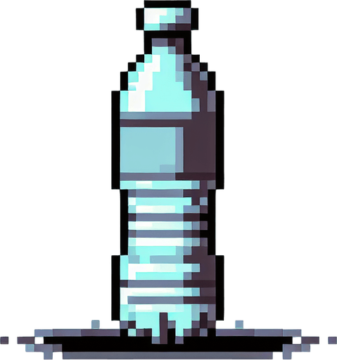 pixel art, a water bottle.
Blank background. High contrast. No shadows.