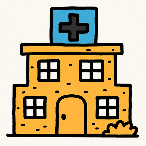 hospital but doodle style.
In-Game asset.  2d.  High contrast.  No shadows