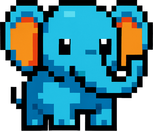 elephant pixel.
In-Game asset.  2d.  High contrast.  No shadows