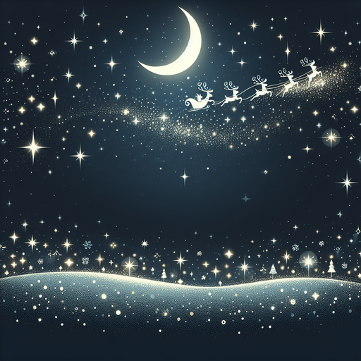 Starry Christmas night sky, cartoon, background