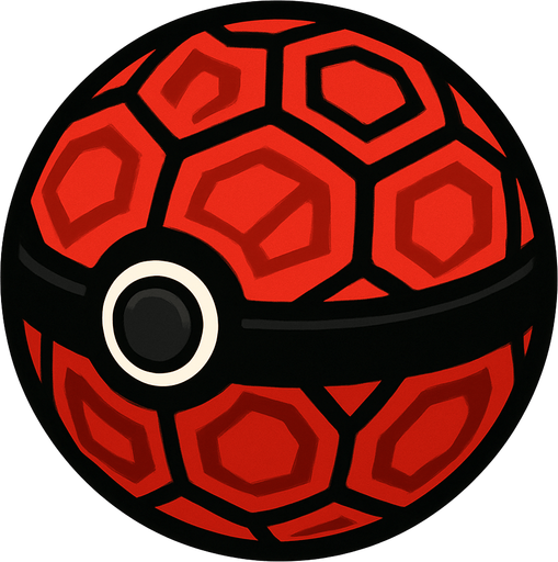 PATTERNED RED BALL WITH BLACK COVER AROUND.
In-Game asset.  2d.  High contrast.  No shadows