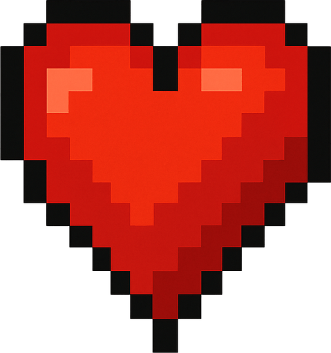 an 16bit 20x40 red heart.
In-Game asset.  2d.  High contrast.  No shadows