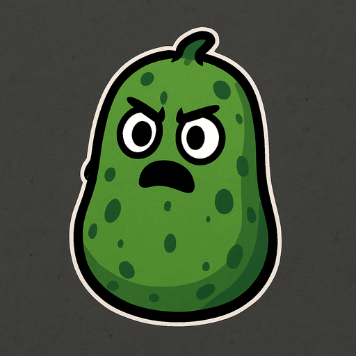 2d pickle like brotato character with no legs and no arms.
In-Game asset.  2d.  High contrast. brotato
