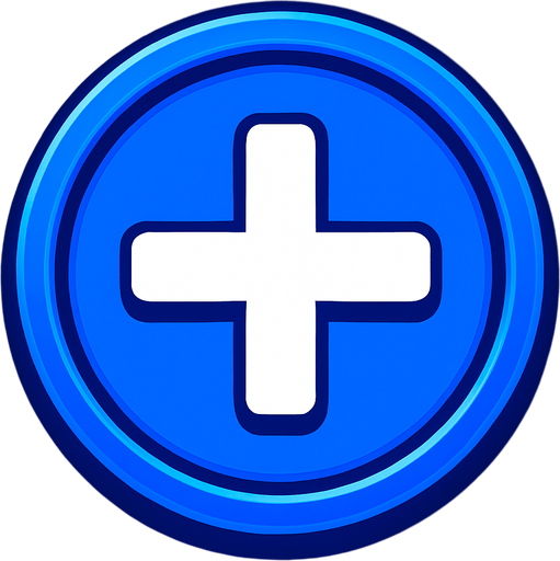 Un boton azul fuerte tipo Casino que diga "+".
In-Game asset.  2d.  High contrast.  No shadows