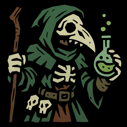 plague bone Alchemist.
In-Game asset.  2d.  High contrast.  No shadows