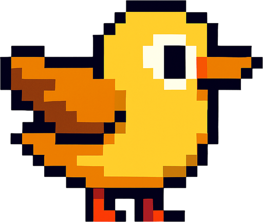 2d pixel bird.
In-Game asset.  2d.  High contrast.  No shadows