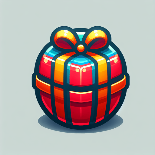 a round christmas gift.plastic style. Single Game Texture. In-Game asset. 2d. Blank background. High contrast. No shadows.