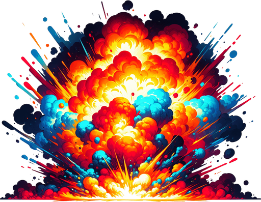 explosion.
Single Game Texture.  In-Game asset.  2d.  Blank background.  High contrast.  No shadows
