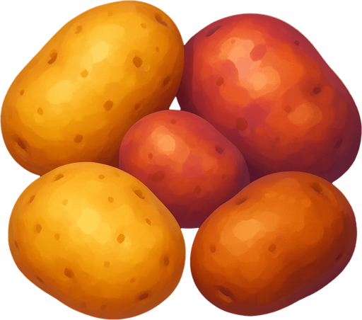 Pack of different potato, painted 3D potato, without black lines around it!
In-Game asset.  High contrast.  No shadows. 3D