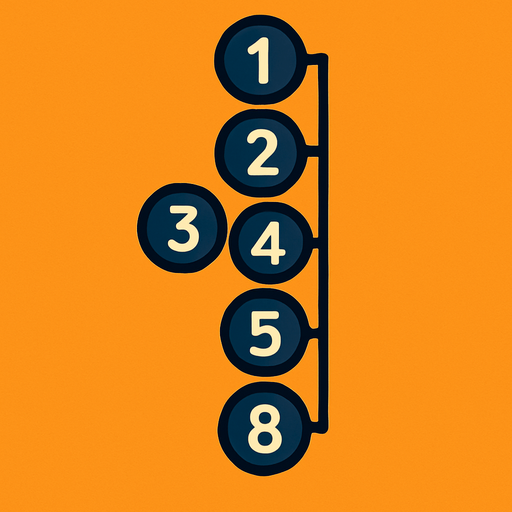 Saxophone keys numbered 1 to 8.
In-Game asset.  2d.  High contrast.  No shadows