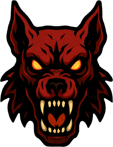 2d mysterious and scary hellhound character's head.
In-Game asset.  2d.  High contrast.  No shadows