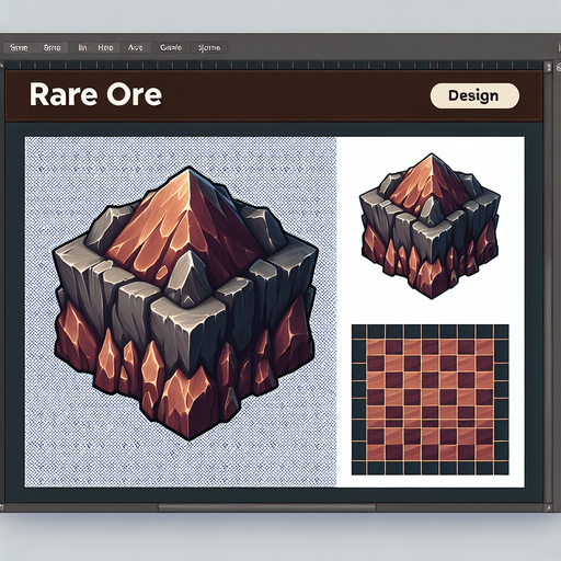 One rare ore.
Single Game Texture. In-Game asset. 2d. Blank background. High contrast. No shadows.