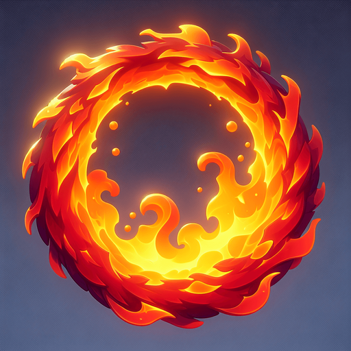 Fire circle 
Single Game Texture. In-Game asset. 3d. Blank background. High contrast. No shadows.