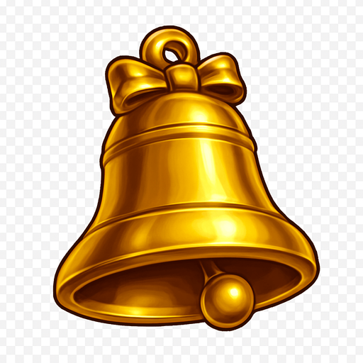 Crea un asset para el símbolo 'D' de Megaways: una Campana Dorada.
Una campana clásica de tragamonedas, pero con un acabado dorado metálico y pulido. Debe tener un brillo sutil y un diseño elegante. Puede tener un pequeño lazo o detalles decorativos. Estilo de casino tradicional y lujoso. Fondo transparente. Símbolo de ganancias (25x).
In-Game asset.  2d.  High contrast.  No shadows