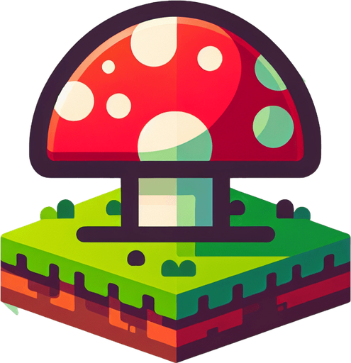 Mario mushroom.
Single Game Texture. In-Game asset. 2d. Blank background. High contrast. No shadows.