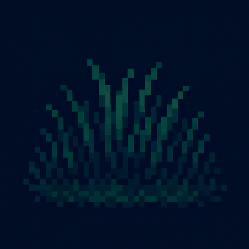 Cesped oscuro de noche pixel art.
In-Game asset.  2d.  High contrast.  No shadows