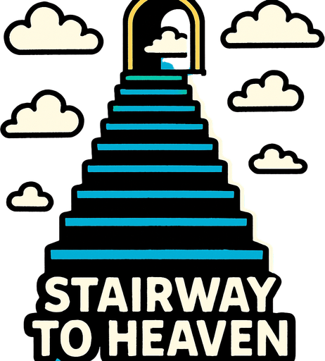 escaleras al cielo.
In-Game asset.  2d.  High contrast.  No shadows