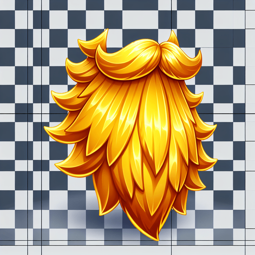 frozen golden beard, only beard, cartoon, side view Single Game Texture. In-Game asset. 2d. Blank background. High contrast. No shadows.