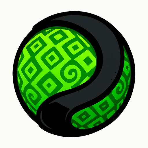 PATTERNED GREEN BALL WITH BLACK COVER AROUND.
In-Game asset.  2d.  High contrast.  No shadows