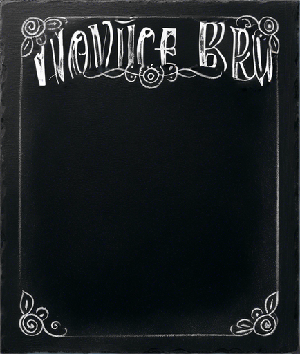 Text "NOVICE BREW" handwritten in chalk