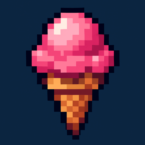 Pixilated ice cream.
In-Game asset.  2d.  High contrast.  No shadows