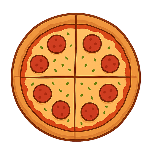 Pizza
. No background. Transparent background. Blank background. No shadows. 2d. In-Game asset. flat