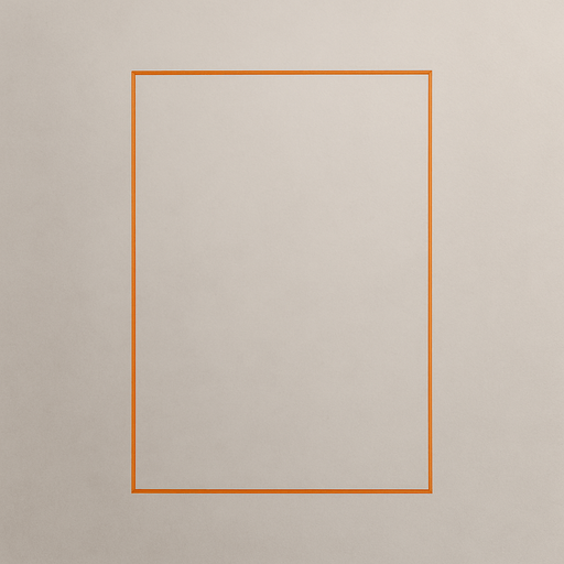 TRANSPARENT RECTANGLE WITH SINGLE LINE ORANGE FRAME, FRONT VIEW