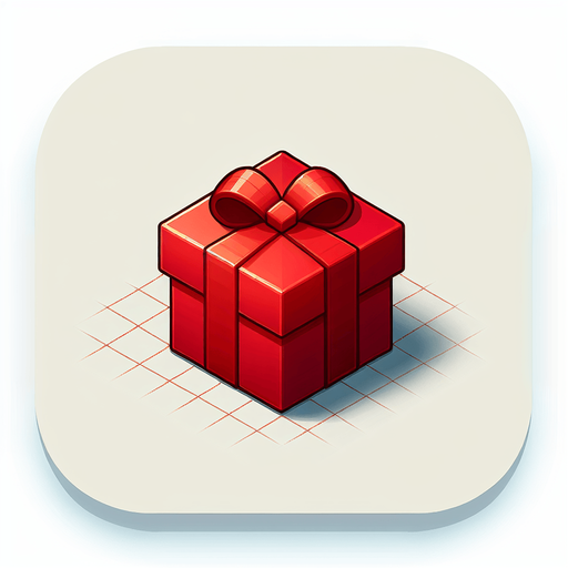 Red gift Single Game Texture. In-Game asset. 2d. Blank background. High contrast. No shadows.