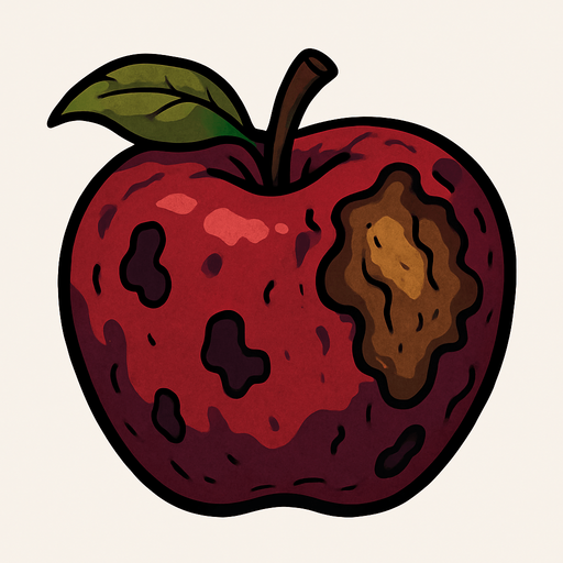 çürük elma.
In-Game asset.  2d.  High contrast.  No shadows