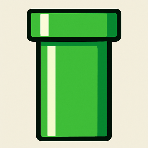 yeşil boru.
In-Game asset.  2d.  High contrast.  No shadows