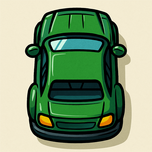 yukarı bakan yeşil araba.
In-Game asset.  2d.  High contrast.  No shadows