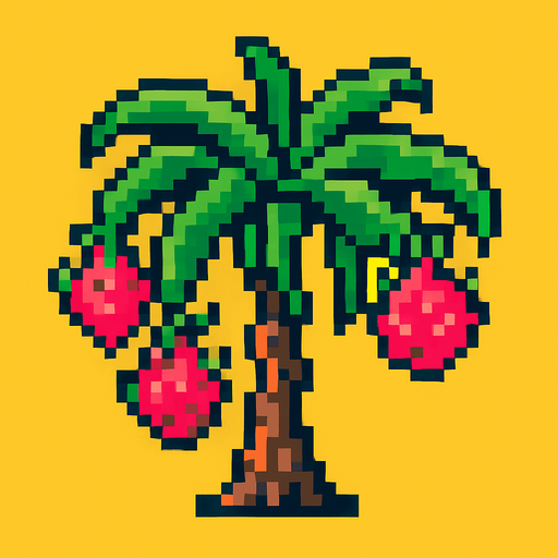 8 bit dragon fruit tree.
In-Game asset.  2d.  High contrast.  No shadows