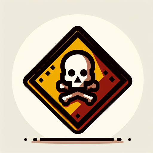 Danger sign.
Single Game Texture. In-Game asset. 2d. Blank background. High contrast. No shadows.