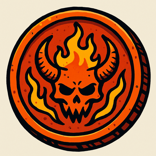 hell coin.
In-Game asset.  2d.  High contrast.  No shadows