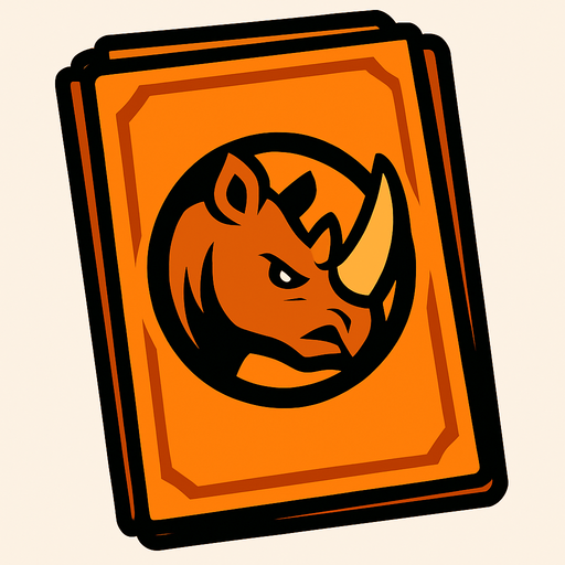 Orange card packet with a Rhino in the center.
In-Game asset.  2d.  High contrast.  No shadows
