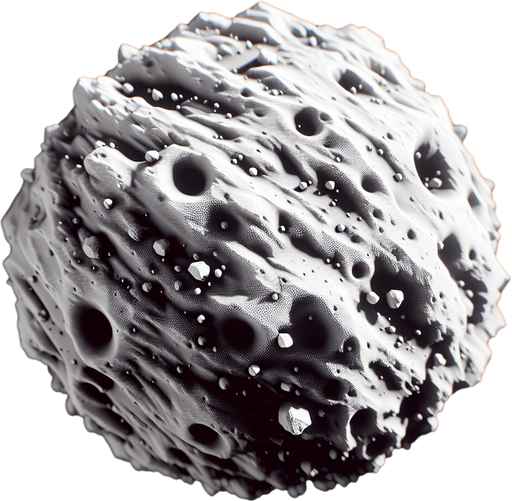 Asteroid.
Single Game Texture.  In-Game asset.  2d.  Blank background.  High contrast.  No shadows