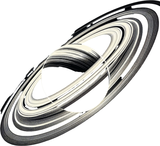 planet with rings.
black background. full, with margin.