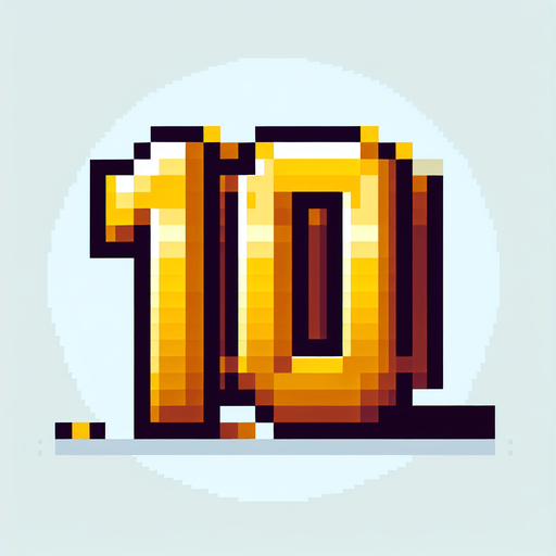 number 10, golden color, pixelart
Single Game Texture. In-Game asset. 2d. Blank background. High contrast. No shadows.